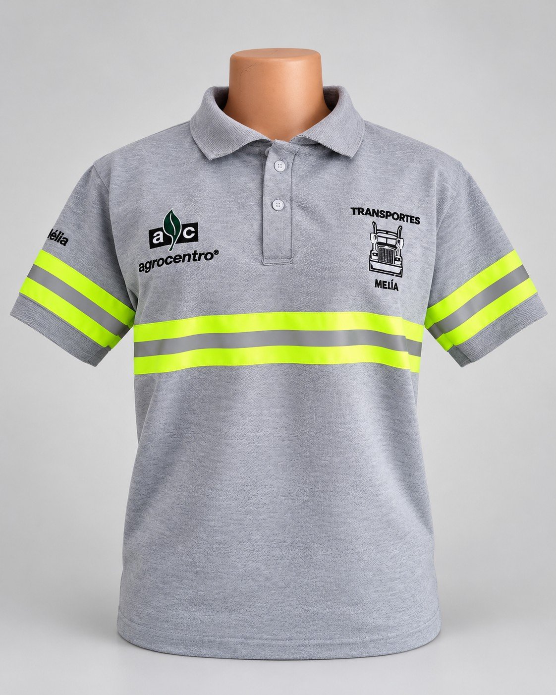 Polo gris bordado con reflectivo